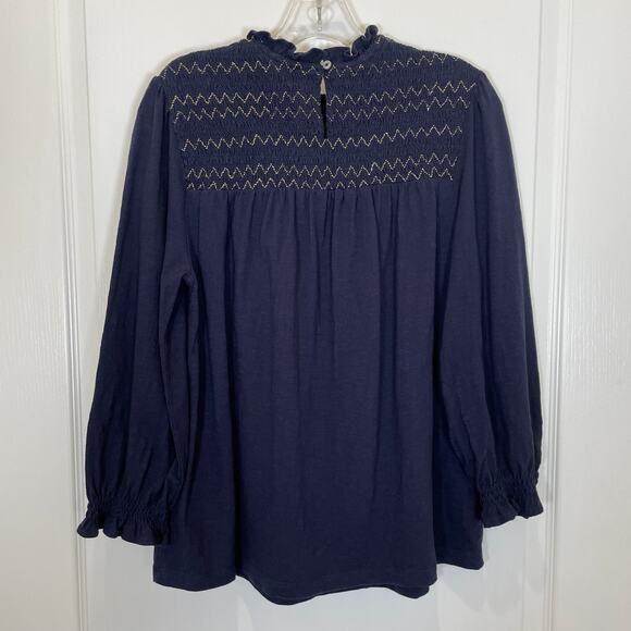 Joules British Clothing Kirstie Top Navy Blue Peasant Metallic Thread 6 - Picture 9 of 9